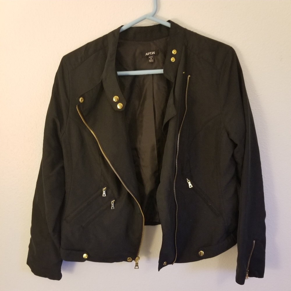 Apt. 9 Black Zip Front Moto Style Jacket